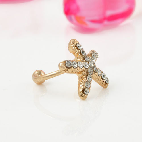 1Pc Fashion Women Rhinestone Starfish/Love Ear Clip Ear Stud Earrings Jewelry