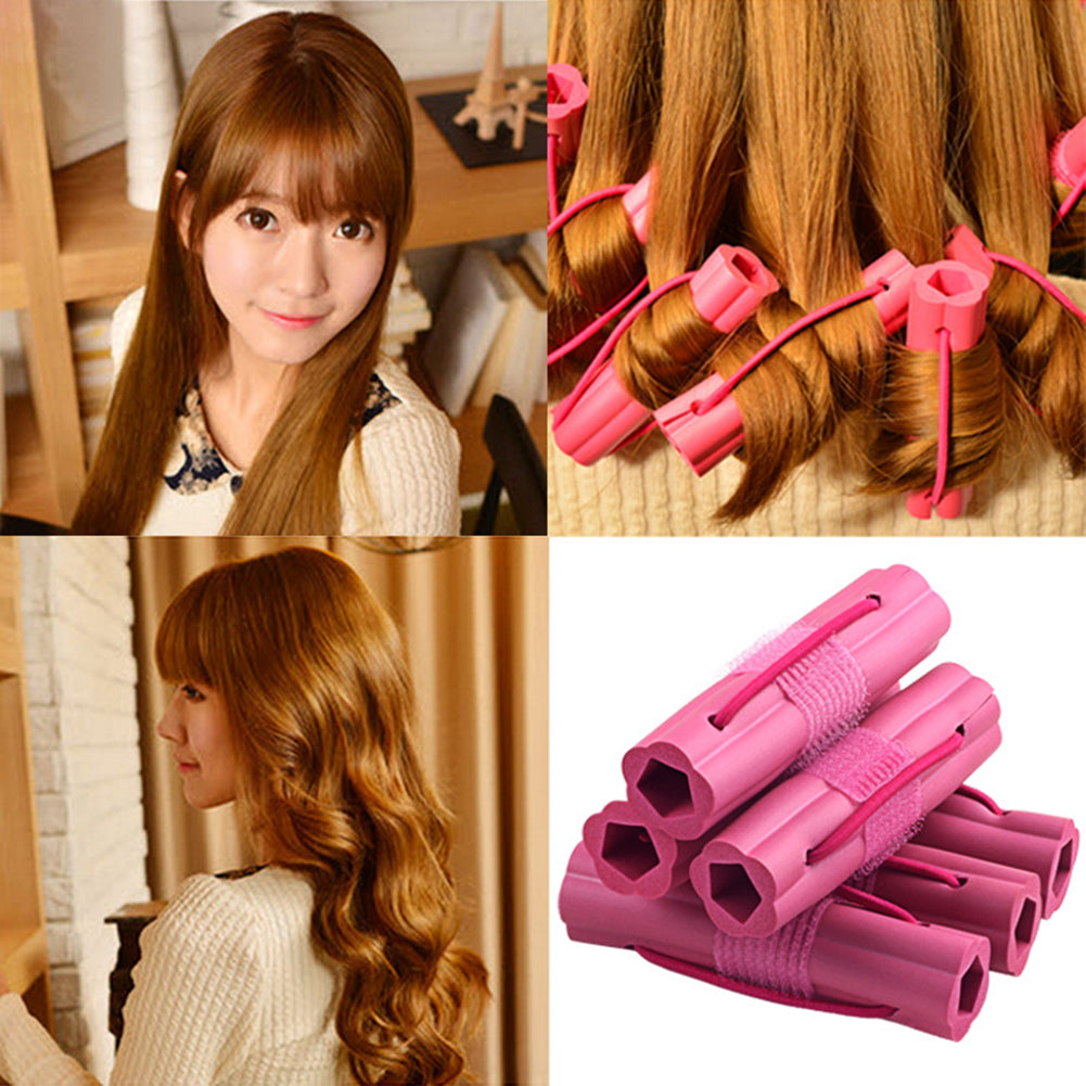 6Pcs Women Flower Design Sponge Hair Curler Maker Roller Rods Salon DIY Tool