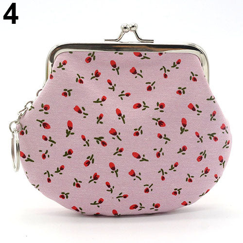 Women's Lovely Floral Pattern Card Change Holder Mini Wallet Clutch Coin Purse