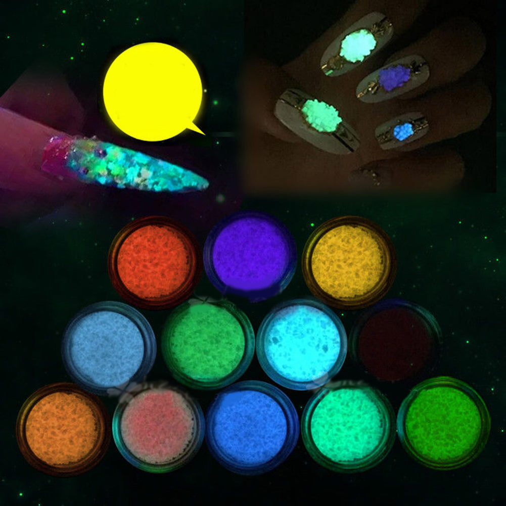 Glitter Beauty Nail Art Luminous Powder Sticker Acrylic Manicure Tips DIY Decor
