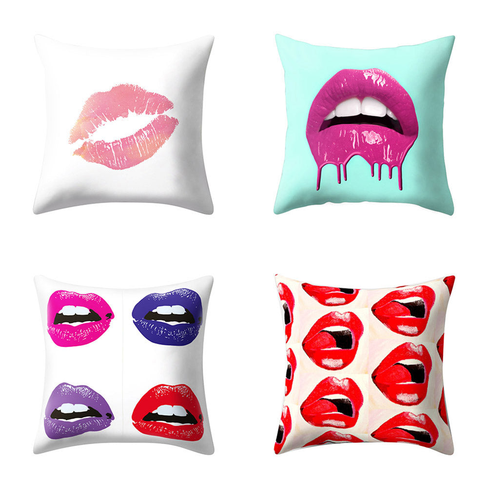 Hot Sexy Lips Print Square Throw Pillow Cover Cushion Case Car Home Sofa Decor