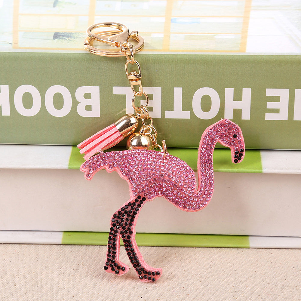 Full Rhinestones Unicorn Flamingo Tassels Key Chain Keychain for Bag Car Handbag