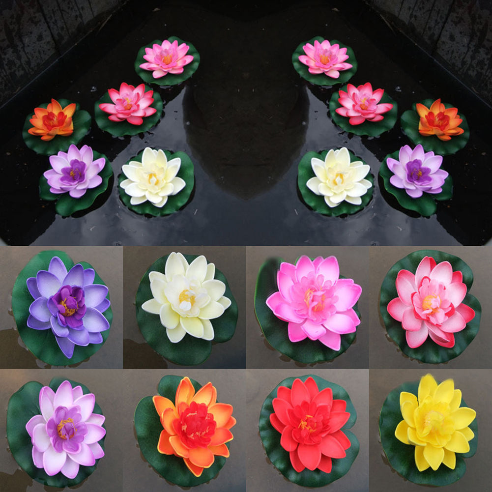 Artificial Water Lily Floating Flower Lotus Home Yard Pond Fish Tank Decor