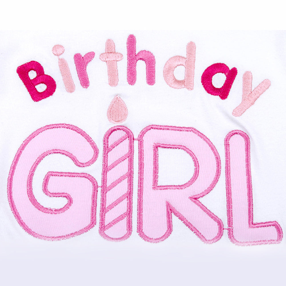 Cute Baby Girl Newborn Birthday Letter Print Bowknot Layer Tutu Skirt Outfit Set