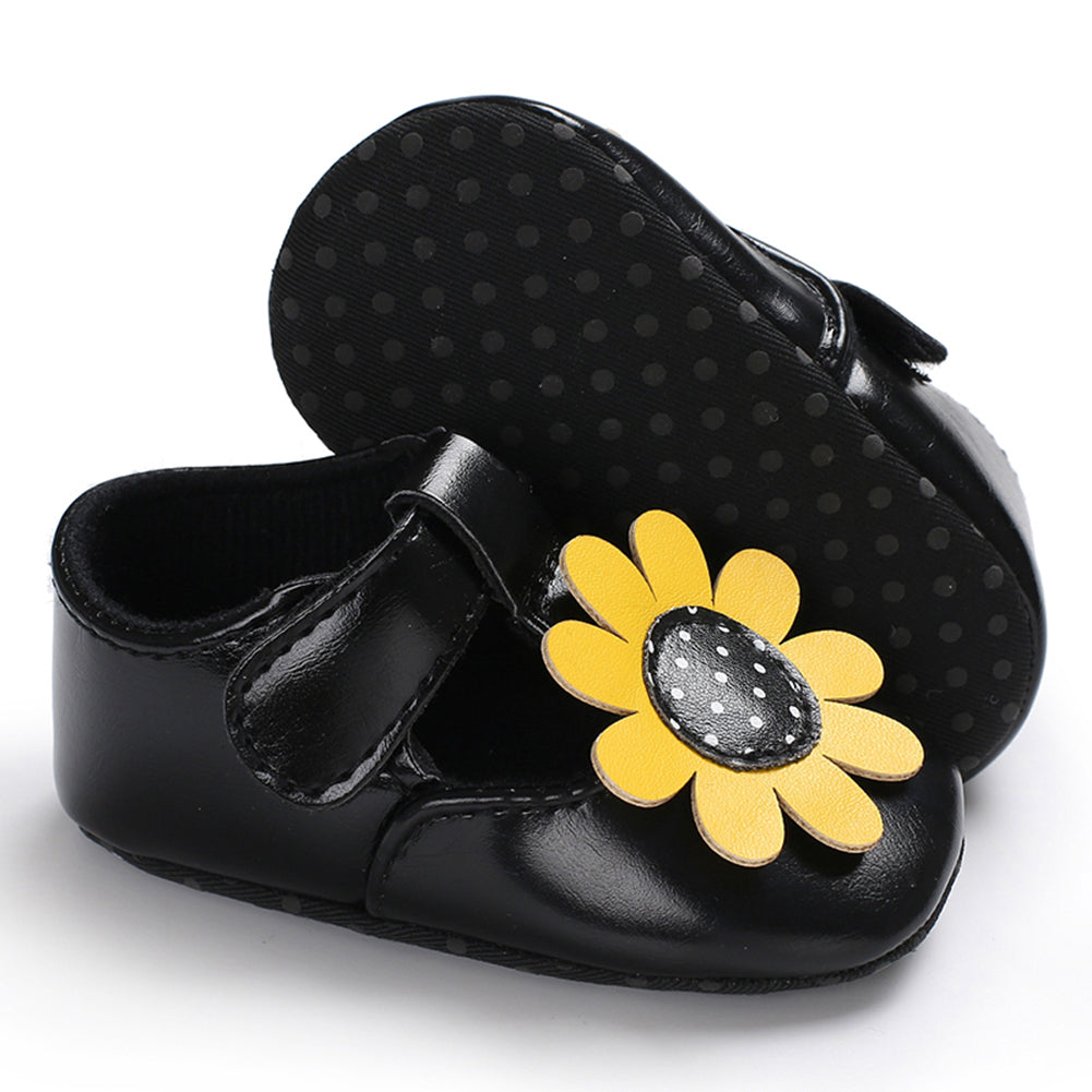 Toddler Baby Girl Flower Faux Leather Prewalker Soft Sole Fashion Princess Shoes