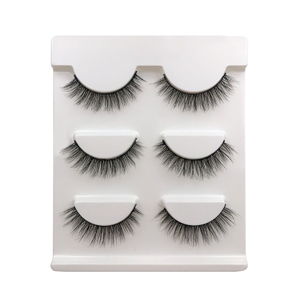 3 Pairs Mink Hair Imitation Thick False Eyelashes Natural Curly Lashes Extension