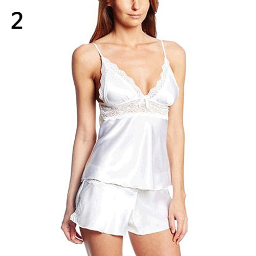 Women Sexy Fashion Pajamas Lace Splicing Plus Size Two-piece Sleep Suit Sleepwear