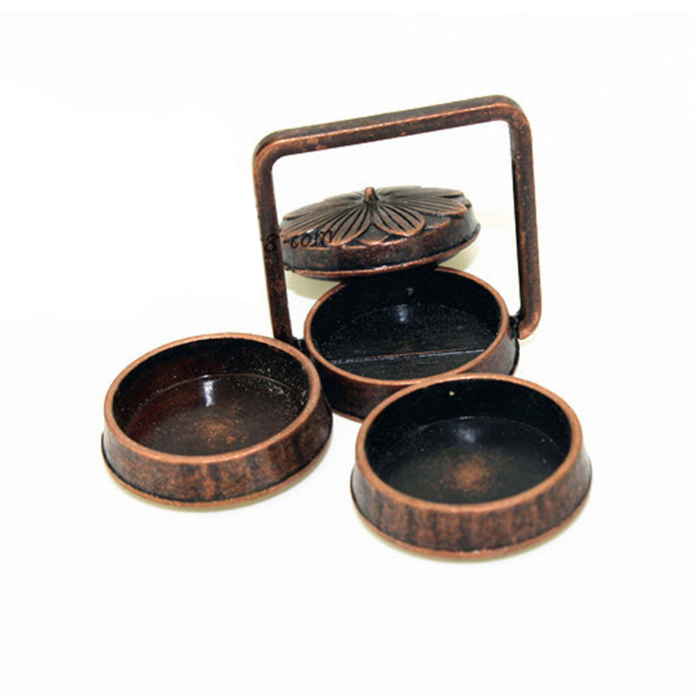 Dollhouse Miniature Toy Vintage 3 Layers Chinese Style Food Basket with Lid