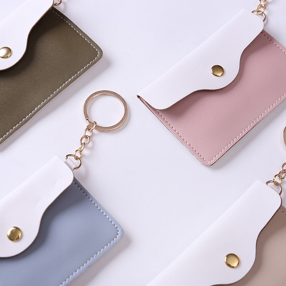 Lovely Faux Leather Women Girls Coin Purse Card Bag Mini Wallet with Keyring