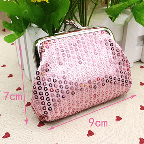 Fashion Women Sequins Buckle Mini Change Coin Purse Clutch Handy Wallet Bag