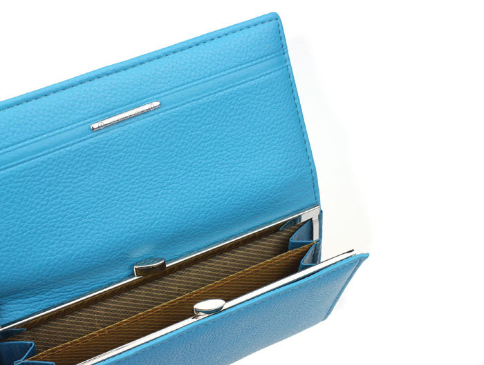 Fashion Lady Women Classic Purse Clutch Wallet Bags PU Handbag Blue