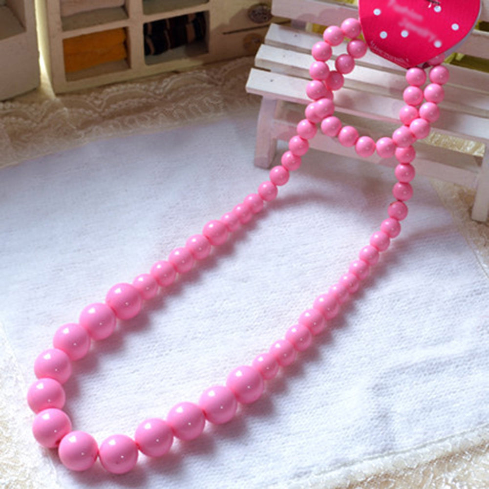 Toddler Baby Girl Colorful Beads Chain Necklace Princess Jewelry Birthday Gift