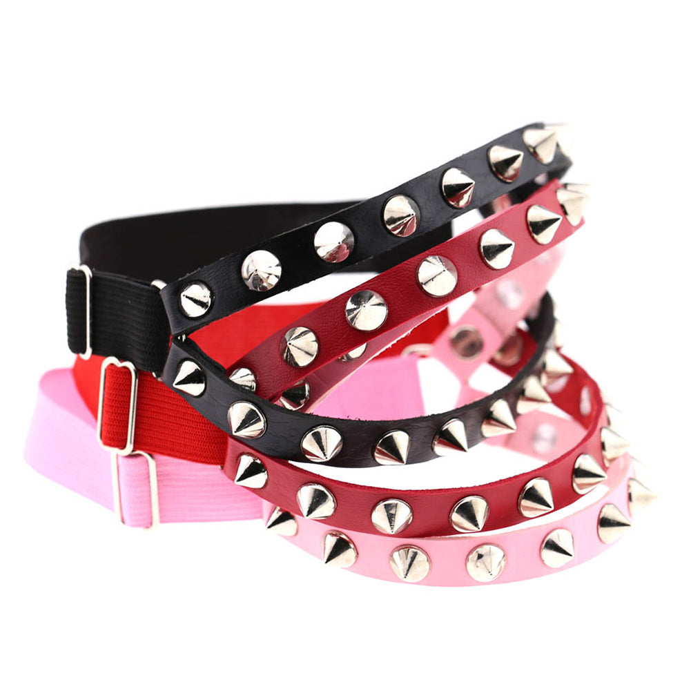 Fashion Punk Women Faux Leather Rivet Spike Sexy Leg Ring Stocking Body Jewelry
