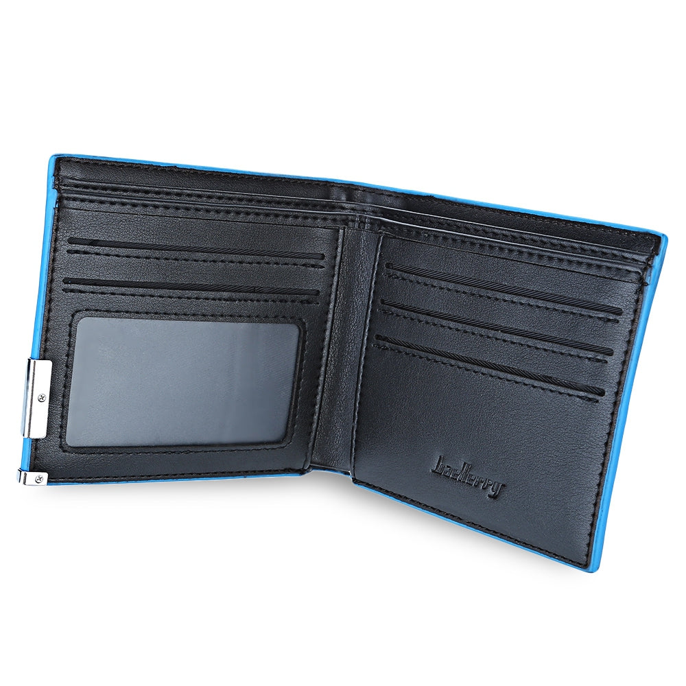 Fashionable Solid Color Men Short Open Cash Photo Card Wallet