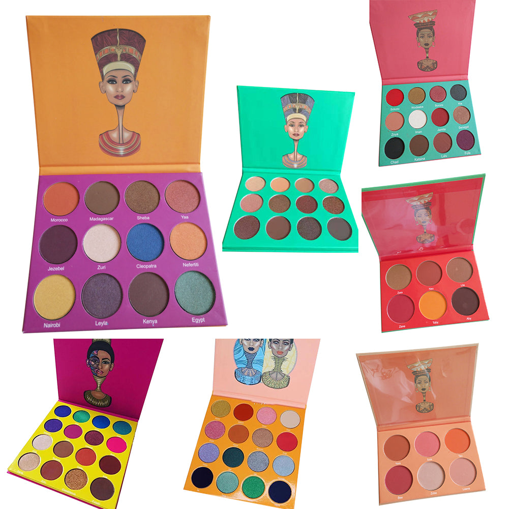 6 12 16 Colors Glitter Matte Effect Powder Eyeshadow Palette Eye Cosmetic Makeup