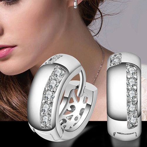 Women's Zirconia Silver Plated Ear Hoop Huggie Earrings