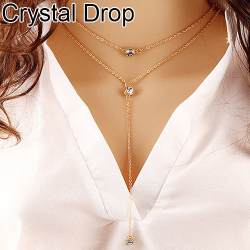 Women Multilayer Faux Pearl Rhinestone Pendant Choker Chain Necklace Jewelry