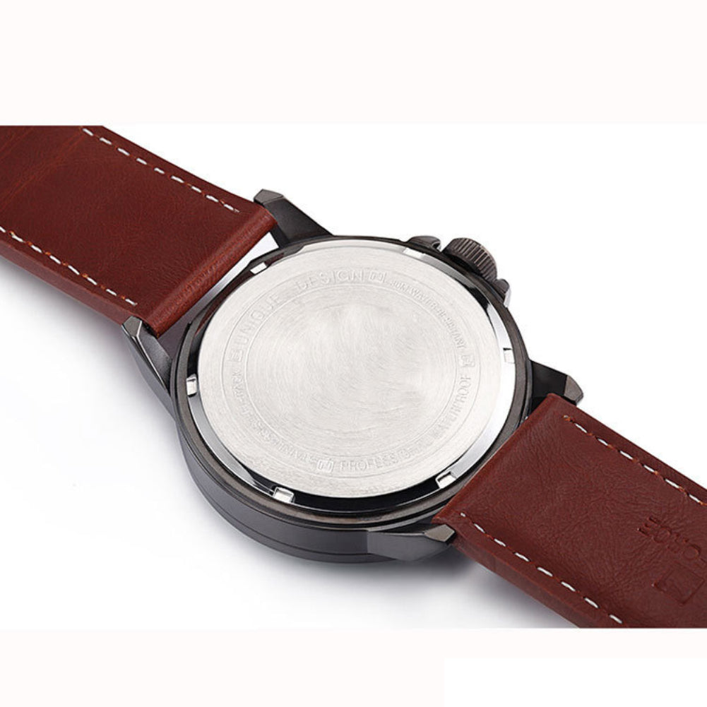 Genuine Leather Date Display Waterproof Quartz Business Men Wrist Watch Gift