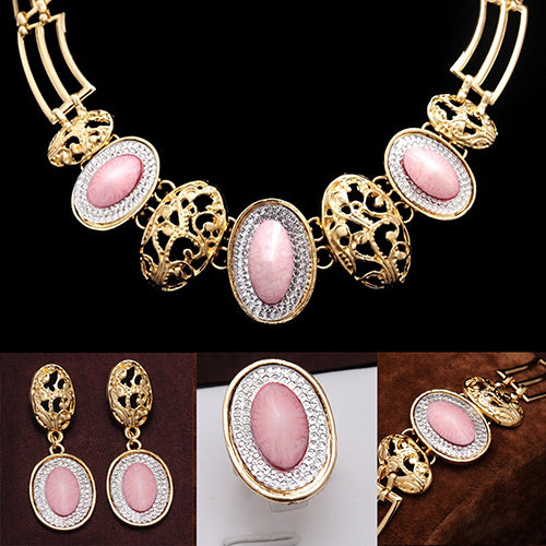 Wedding Bridal Women's Drop Pendant Chain Necklace Bracelet Earrings Ring Set