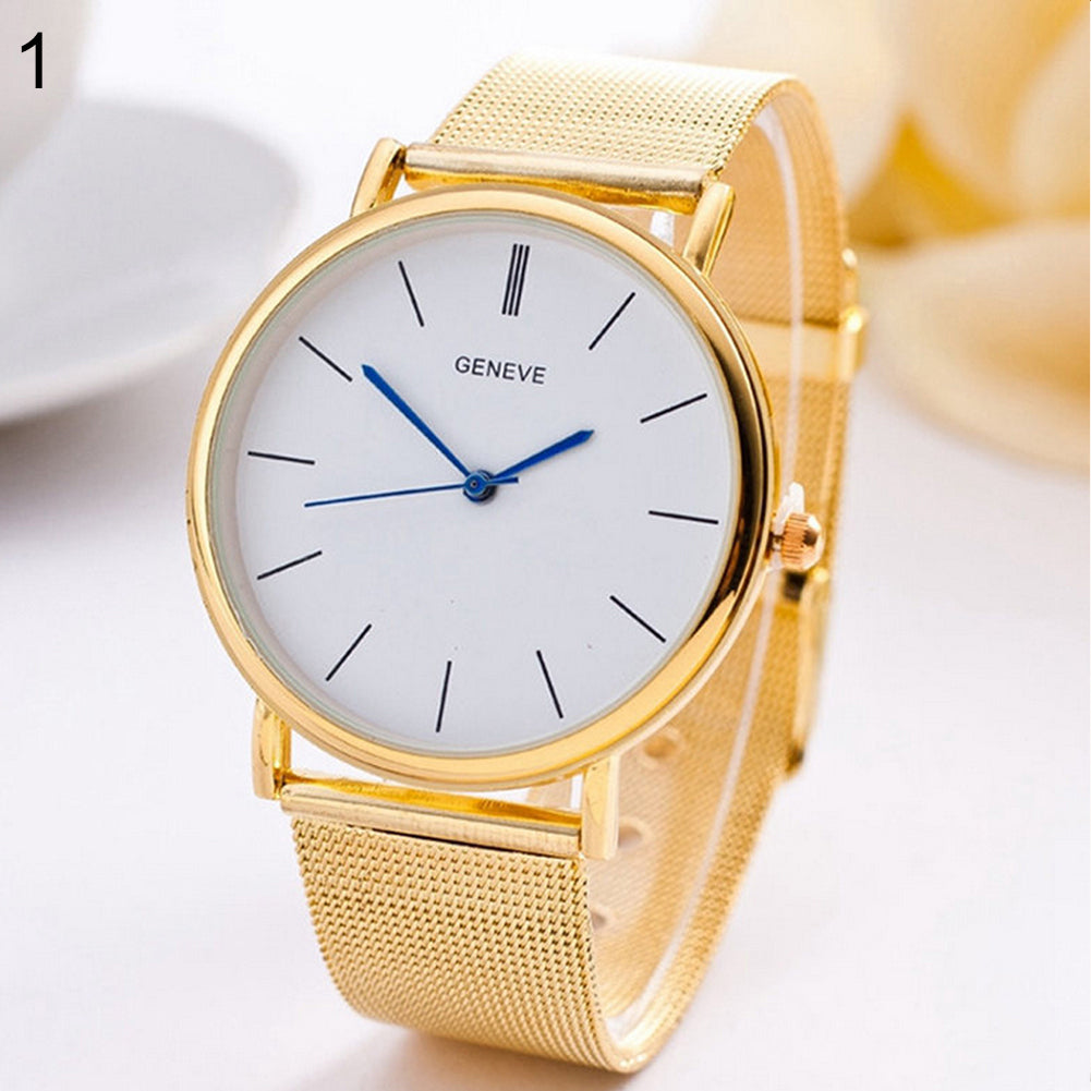 Stainless Steel Mesh Band Strap Men Women Quartz Wrist Watch Valentine's Gift