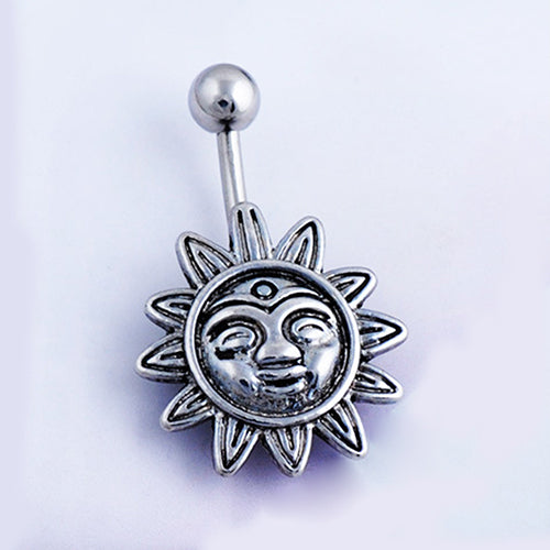 Sunflower Smile Face Belly Button Navel Bar Ring Barbell Body Piercing Jewelry