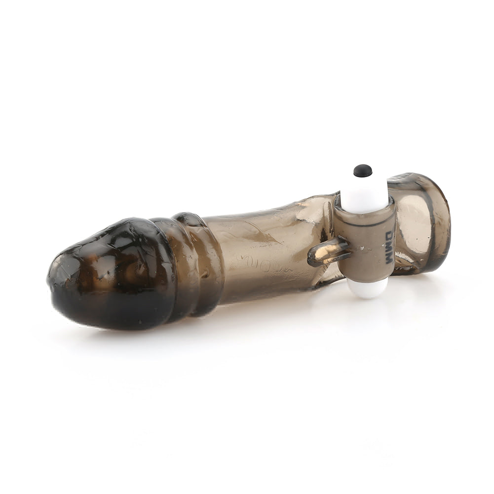 Clear Men's Penis Sleeve Extension Vibration Delay Impotence Male Adult Sex Toy