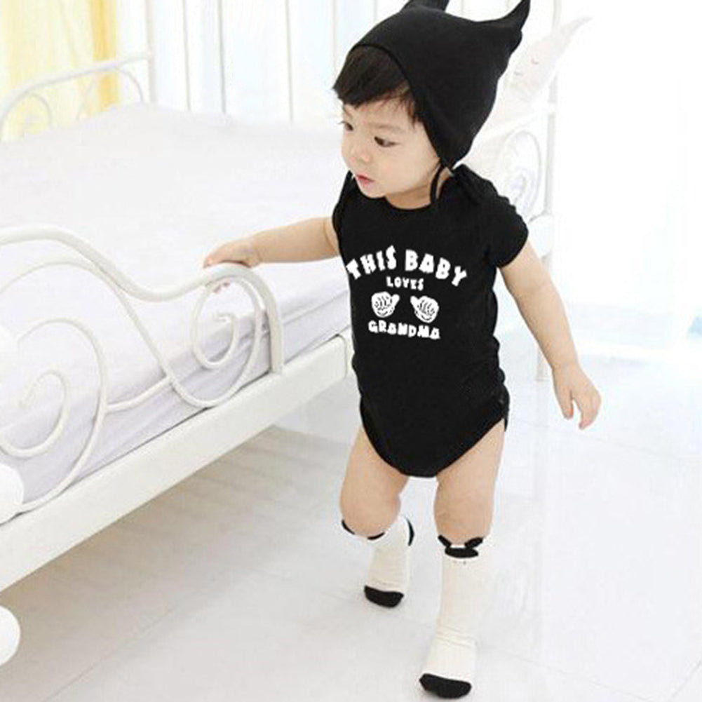 Infant Newborn Baby Boy Girl This Baby Loves Grandma Summer Romper Jumpsuit