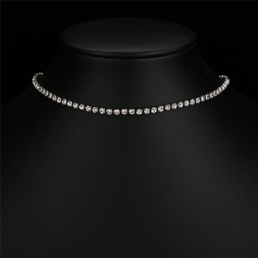 Fashion Women Shiny Rhinestones Collar Choker Necklace Wedding Party Jewelry