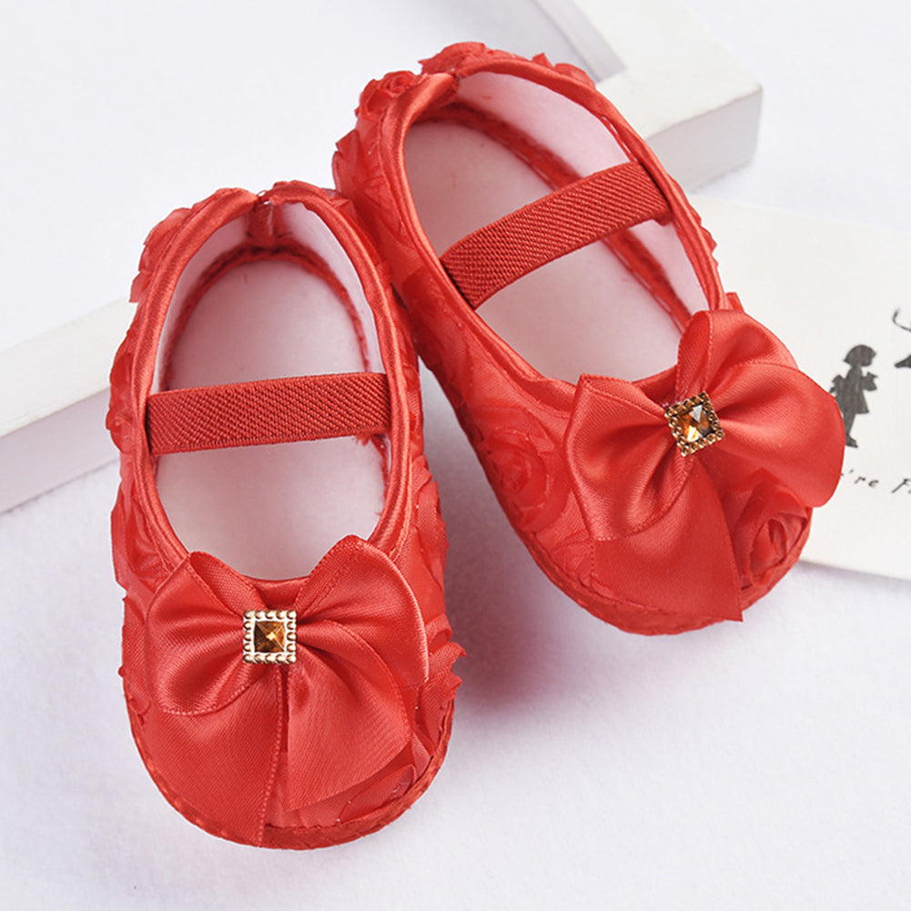 Toddler Baby Kids Girl Bowknot/Flower Anti-slip Princess Slip-on Soft Sole Shoes