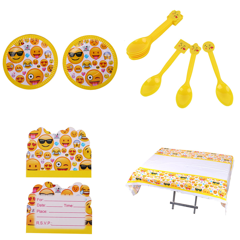 Cute Emoji Smile Cry Baby Kids Birthday Party Event Decoration Supplies Set