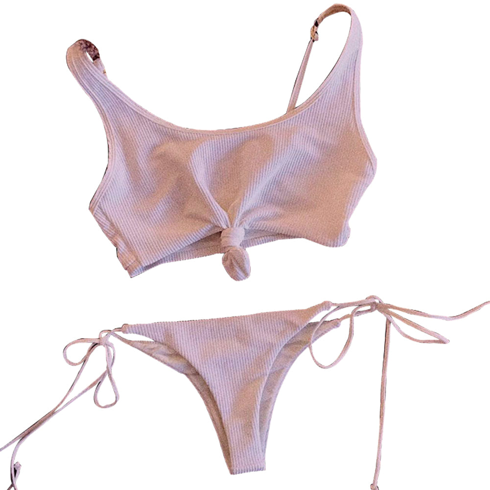Fashion Women's Bikini Set Bandage Push Up Bra Briefs Solid Color Beachwear
