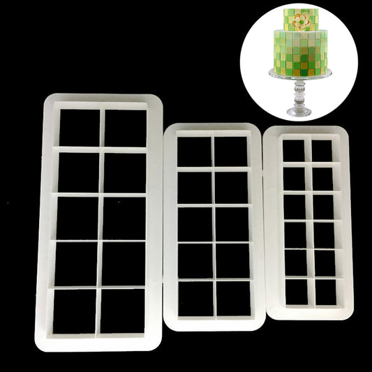 3Pcs DIY Baking Fondant Cake Mold Decor Square Biscuit Cookies Cutter Mould