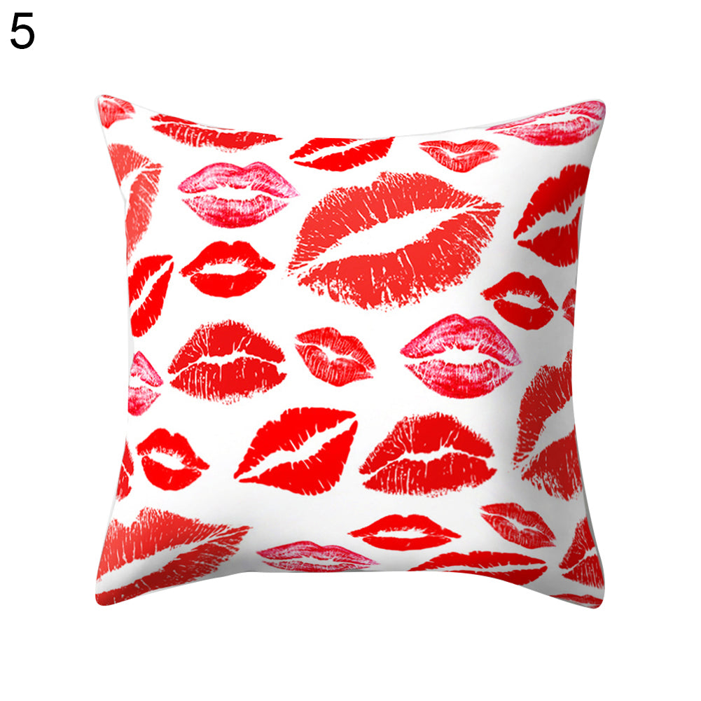 Sexy Lip Peach Skin Cushion Cover Square Throw Pillowcase Coffee House Bar Decor