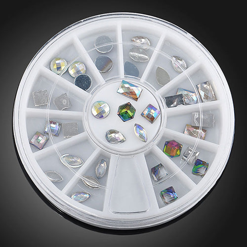 36Pcs/Wheel 3D Colorful Nail Art Rhinestones Glitters Tip Decoration Manicure