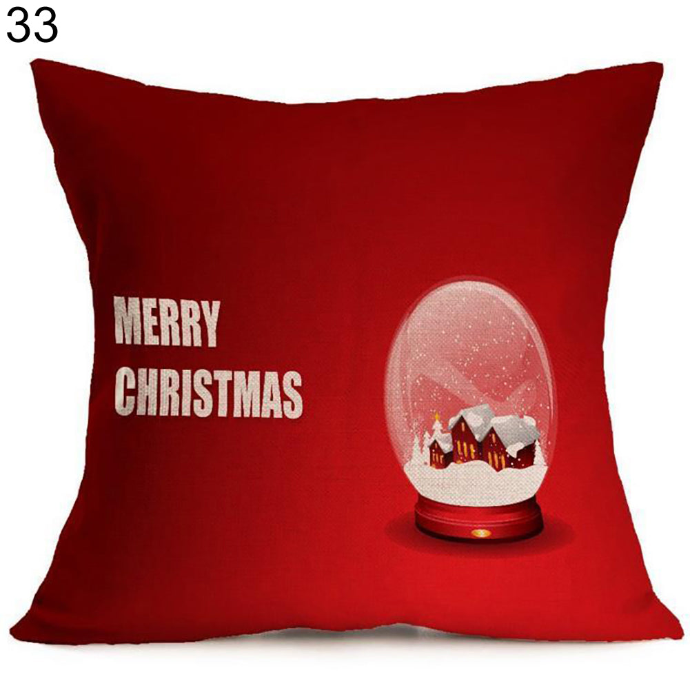 Christmas Santa Claus Deer Print Cushion Cover Pillow Case Square Car Home Decor