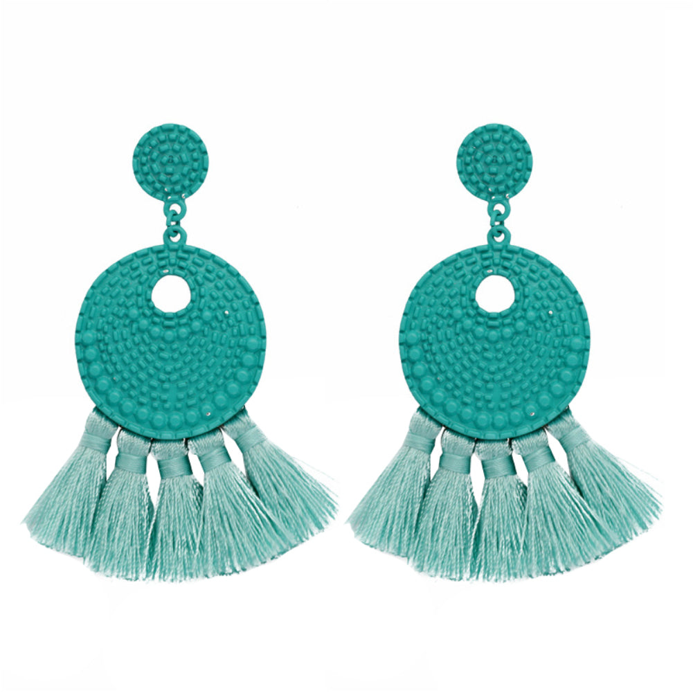 Vintage Round Tassel Earrings Club Party Accessory Women Jewelry Birthday Gift