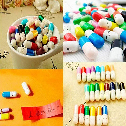 50 Pcs Message Storage Bottle Capsule Letter Cute Love Friendship Half Color Pill