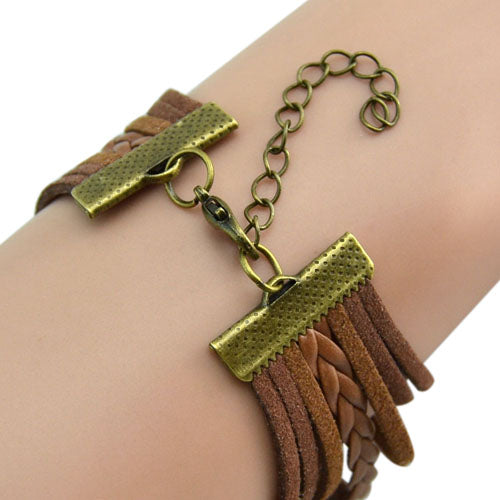 Lady Retro Rudder Anchor Charm Faux Leather Band Bracelet Quartz Wrist Watch