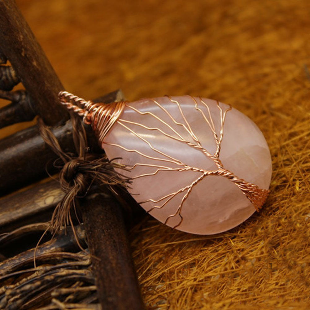 Natural Stone Waterdrop Shape Pendant Charm Necklace Jewelry DIY Accessory