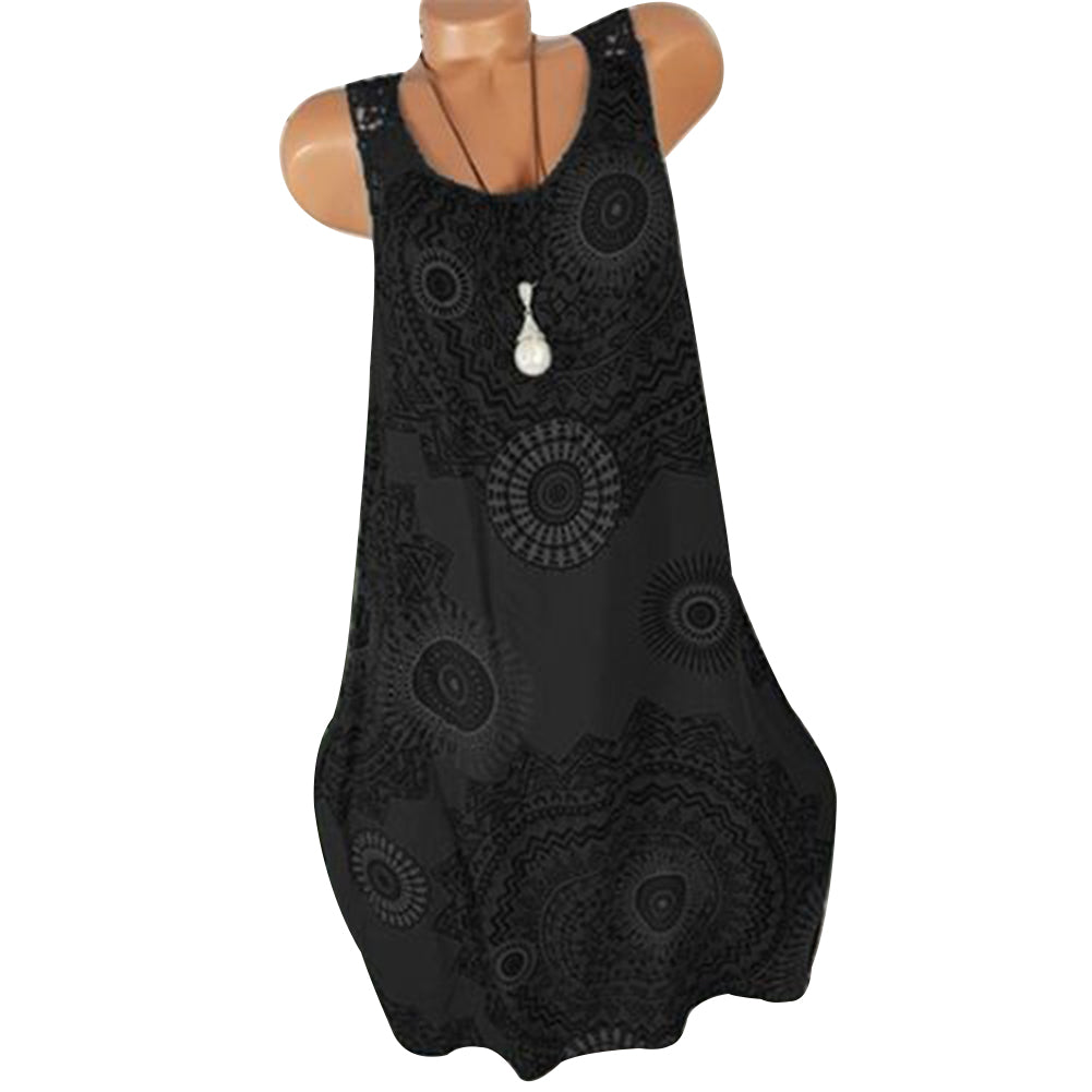 Fashion Printed Back Hollow Out Lace Sleeveless Women Summer T-Shirt Tank Top