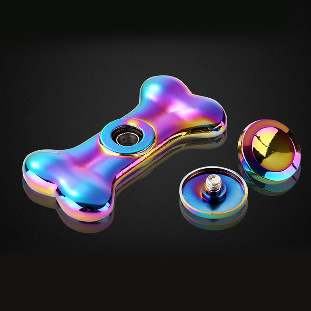 EDC Rainbow Bone Shape Hand Spinner Focus Fidget Finger Desk Toy for ADHD ADD