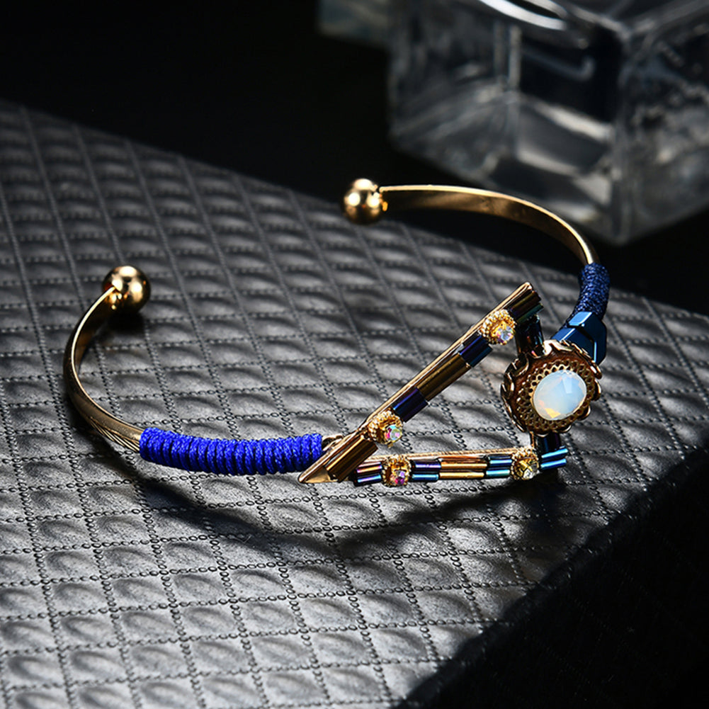 Bohemia Triangle Rhinestone Opening Bangle Bracelet Party Women Jewelry Gift