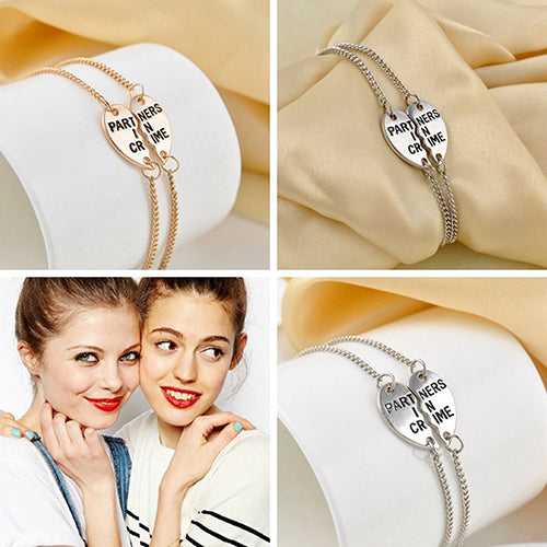 2Pcs Women's Break Heart Chain Partners Best Friend Sisters Bracelets Gift