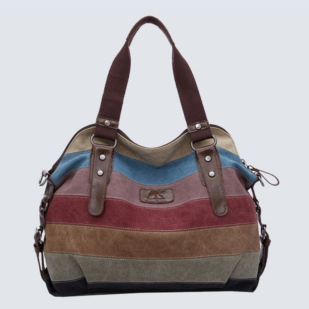 Fashion Women Canvas Large Shoulder Bag Stripes Crossbody Tote Handbag Purse