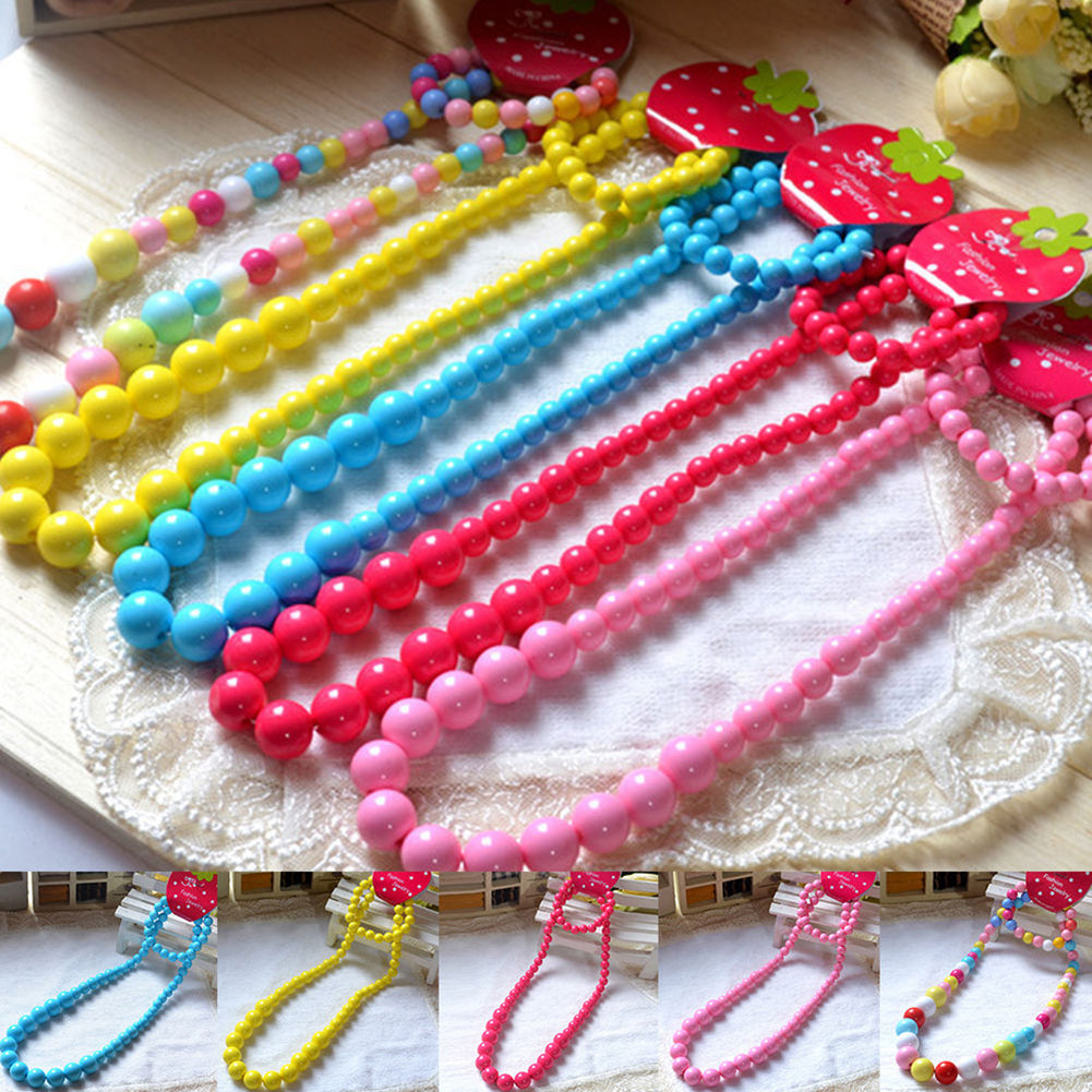 Toddler Baby Girl Colorful Beads Chain Necklace Princess Jewelry Birthday Gift