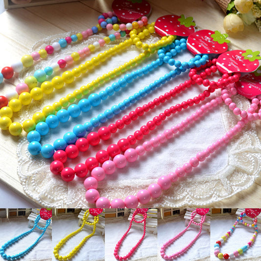 Toddler Baby Girl Colorful Beads Chain Necklace Princess Jewelry Birthday Gift
