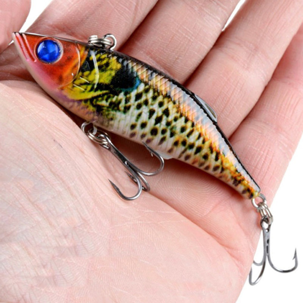 Colorful Painted Bionic Fish Shape 3D Eyes Fishing Hard Lure Bait Hooks Tool