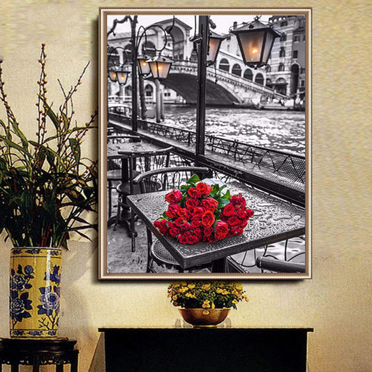 5D DIY Diamond Painting Rose Flower Landscape Wall Art Gift Home Wedding Decor