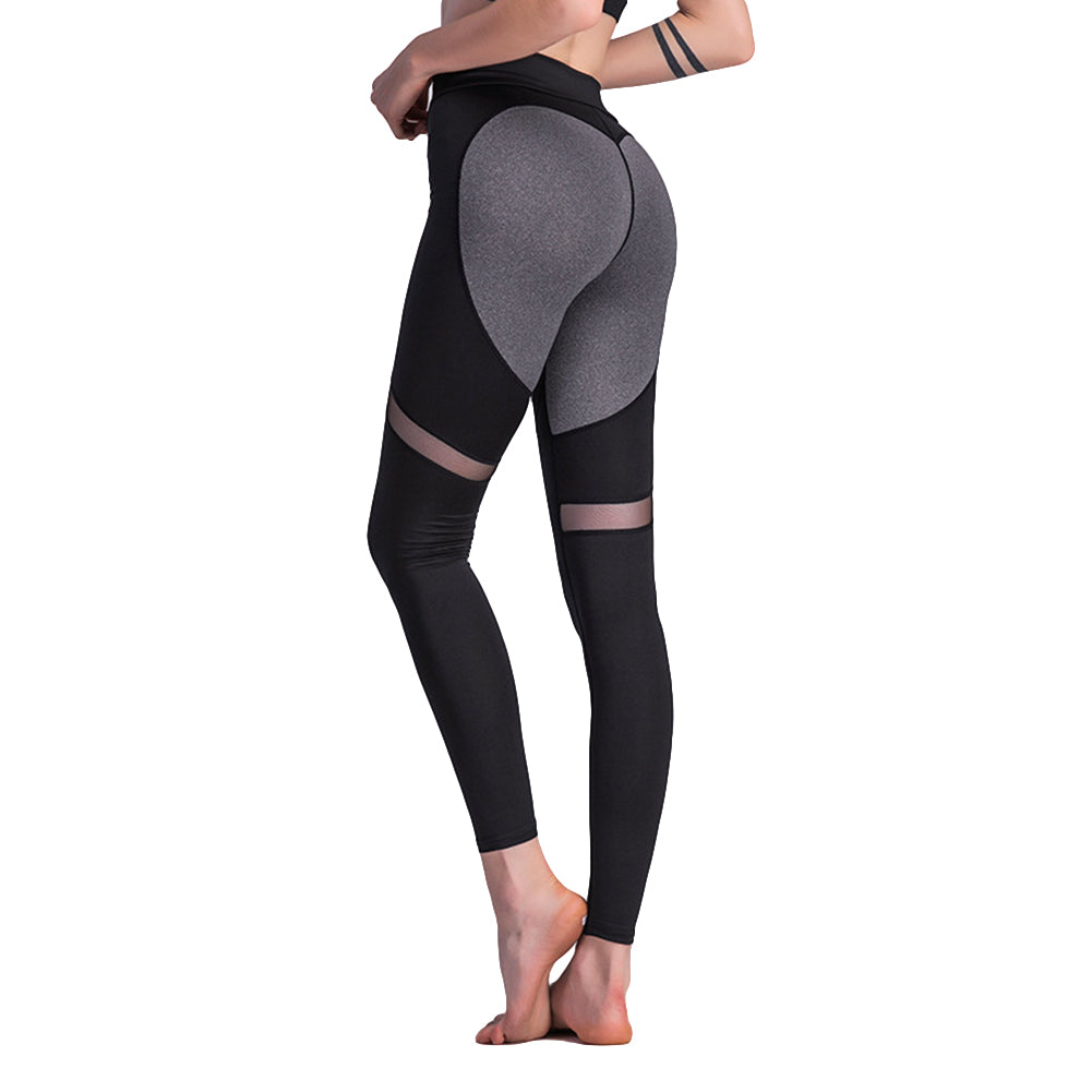 Women Casual Slim V Rise Heart Back Spliced Breathable Sport Yoga Leggings Pants