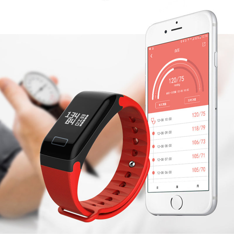 F1 Fitness Blood Pressure Oxygen Heart Rate Monitor Smart Watch Band Bracelet